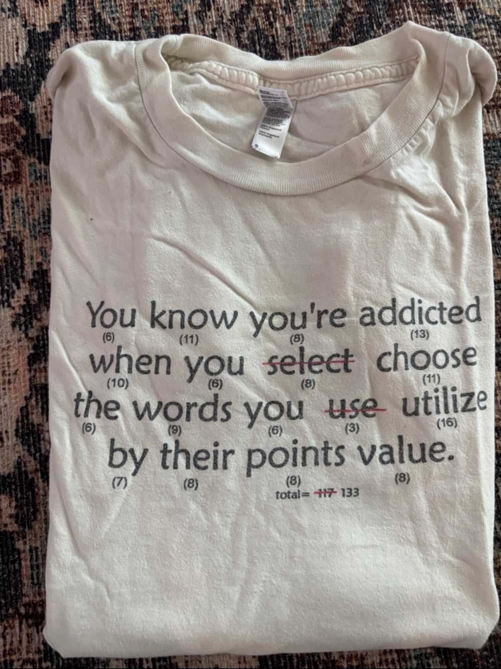 American Apparel White Crewneck Tee - Scrabble Word Game
